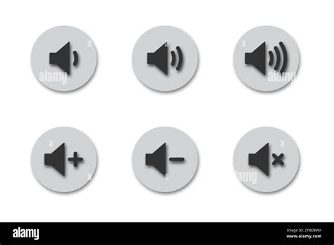 Volume Icons Round Buttons With Shadows Sound Icons Flat Vector