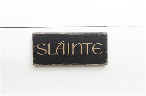 Slainte Wood Sign | Irish Wood Sign | Bar Decor | Black and Gold | Irish Decor | 8 inches x 3.5 ...