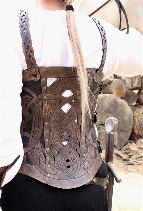 Leather Armor Corset Viking Design Celtic Dragon Cut Out Etsy