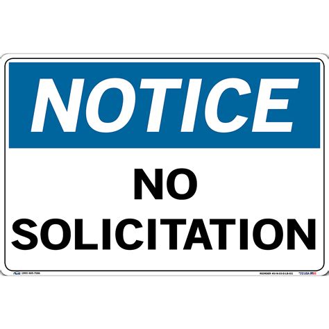 Vestil Notice Sign Decal Sign Message No Solicitation Height 125 In