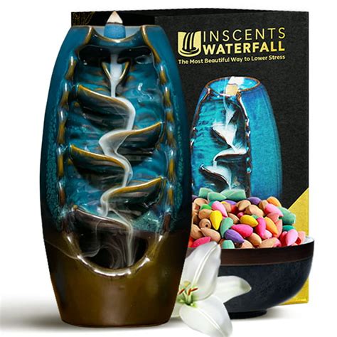 Inscents Waterfall As Seen On Tv Ceramic Incense Holder Cone Burner With Backflow Design