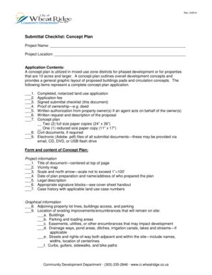 Fillable Online Ci Wheatridge Co Submittal Checklist Concept Plan