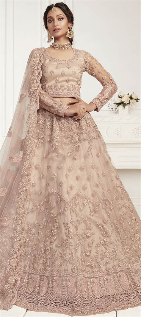 Festive Wedding Pink And Majenta Color Net Fabric Lehenga