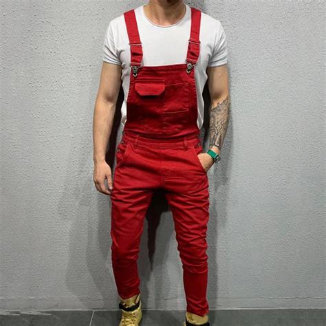 Модные мужские рваные джинсы Комбинезоны High Street Distressed Denim ...