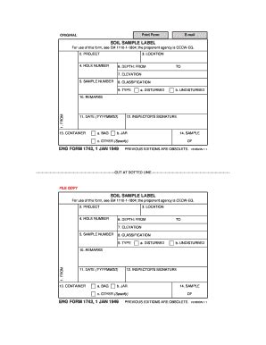 Fillable Online Publications Usace Army Eng Form Soil Sample Label