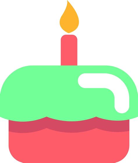 Pink And Green Birthday Cake With Candle Illustration Vector On A