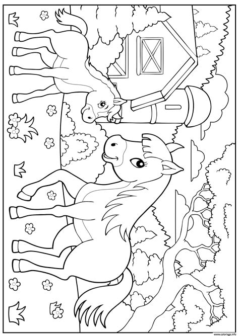 Coloriage La Ferme Cheval Poney Enfant Maternelle Dessin Enfants à imprimer