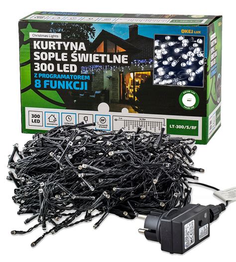 KURTYNA SOPLE 300 LED 15m 8 FUNKCJI TIMER B ZIMNY LT 300 S 8F P