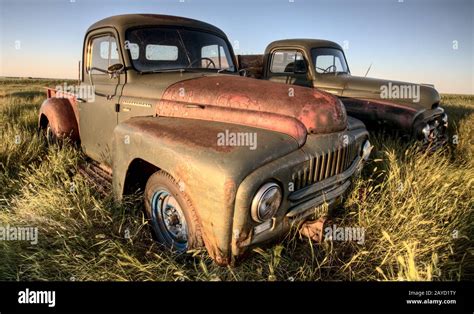 Vintage Farm Trucks Stock Photo Alamy