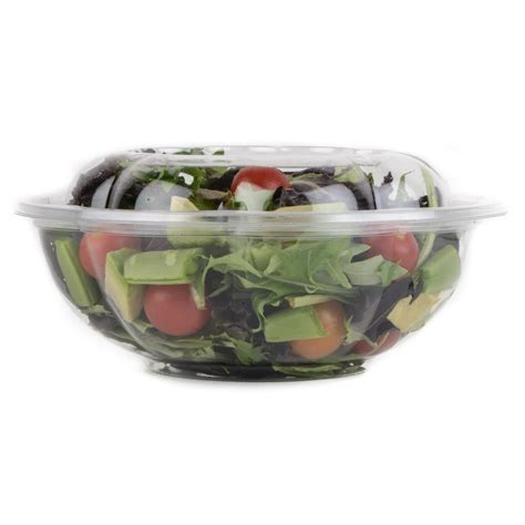 25 Pack 64oz Clear Disposable Salad Bowls With Lids Clear Plastic