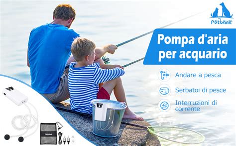 Petbank Ossigenatore Per Acquario Portable Pompa Acquario Usb Areatore