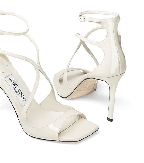 Womens Jimmy Choo White Azia Patent Leather Sandals Harrods Uk