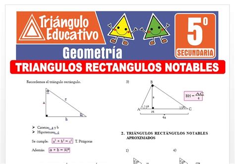 Tri Ngulos Rect Ngulos Notables Para Quinto De Secundaria Fichas Gratis