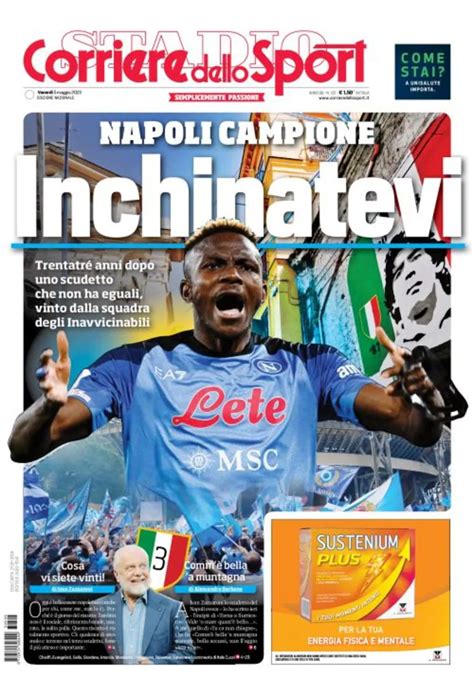 Prima Pagina Corriere Dello Sport Del Maggio Per Sempre Napoli