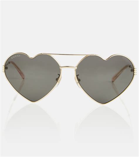 Heart Shaped Sunglasses In Gold Gucci Mytheresa