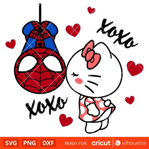 Spider Man Kissing Hello Kitty Svg Valentines Day Svg Sanrio