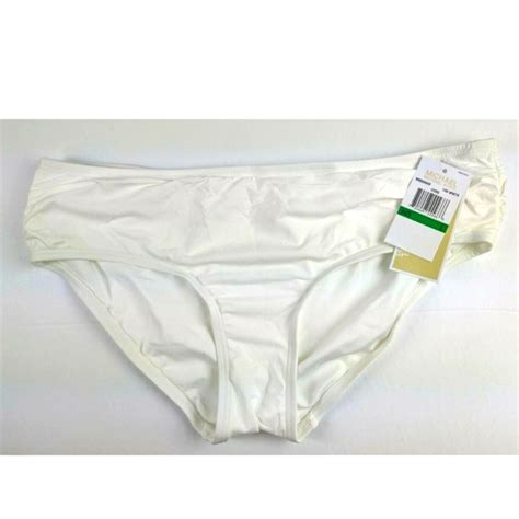 Michael Kors Swim Michael Kors Shirred Bikini Bottom White Womens Large Poshmark