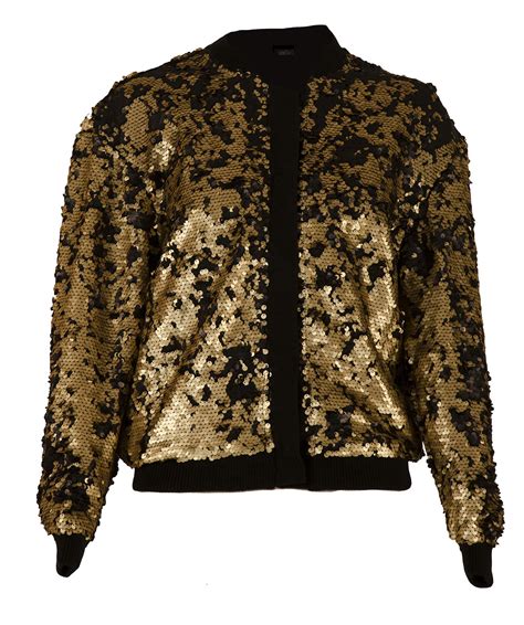 Womens Shimmering Gold Sequin Designer Contrast Bomber Jacket Uk 8 16 Ebay