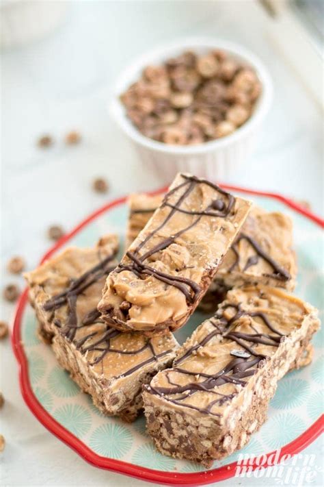 No Bake Almond Chocolate Peanut Butter Cheerio Bars Modern Mom Life