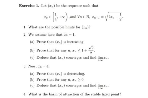 Solved Exercise 1 Let Xn Be The Sequence Such That 1l 1