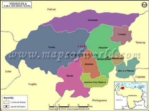 Mapa Del Estado Lara Estado Lara Venezuela Mapas Venezuela Mapa