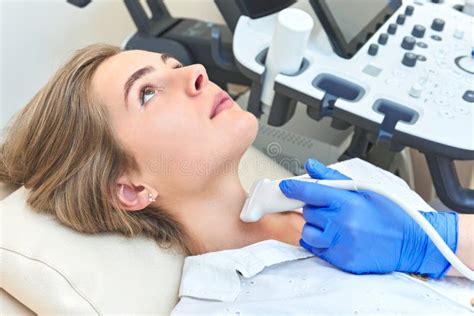 Ultrasound Examination Of The Girl`s Thyroid Gland Stock Image Image Of Health Diagnostic