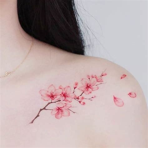 Pcs Tatouage Ephemere Fleur De P Cher Clavicule Tatouage Temporaire