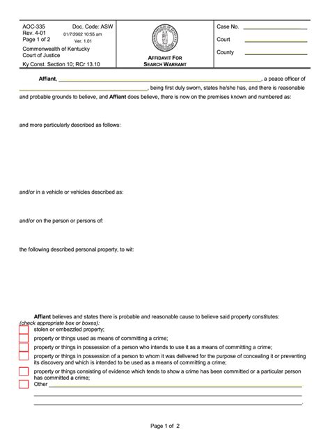 Affidavit For Search Warrant Forms Fill Out And Sign Online Dochub