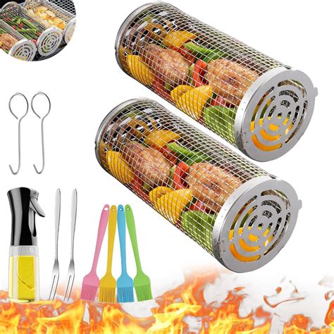 Amazon Rolling Grilling Baskets For Outdoor Grilling Yosvge Bbq