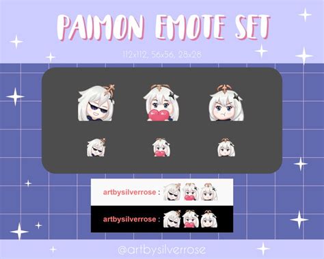 Paimon Genshin Impact Twitchdiscord Emote Set Etsy