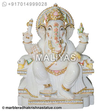 White Marble Ganesha Idol Marble Ganesha Murtis Manufacturer Exporter