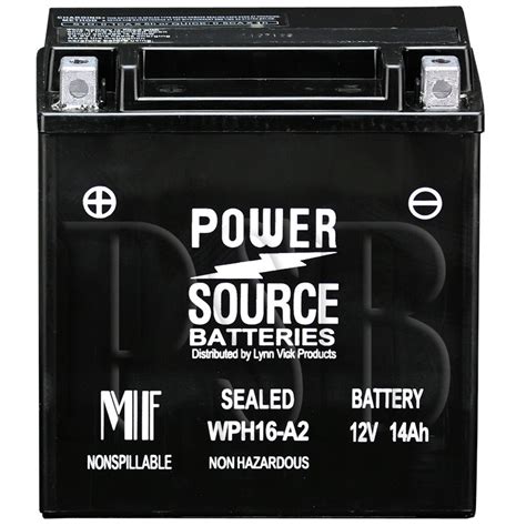 WPH16 A2 Power Source Sld AGM Motorcycle Battery For Yuasa YTX16 BS