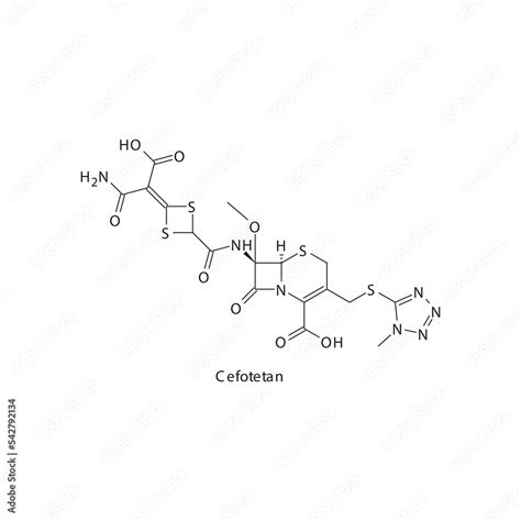 Cefotetan Flat Skeletal Molecular Structure 2nd Generation