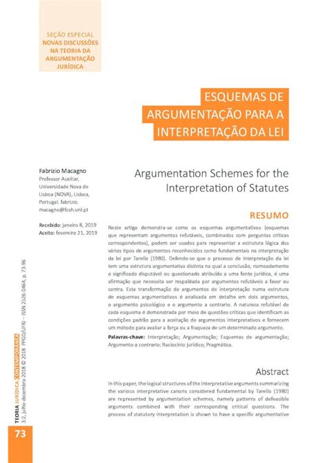 Pdf Esquemas De Argumenta O Para A Argumentos Interpretativos