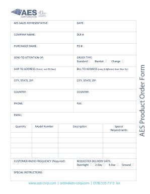 Fillable Online AES Ordering Form Fax Email Print PdfFiller