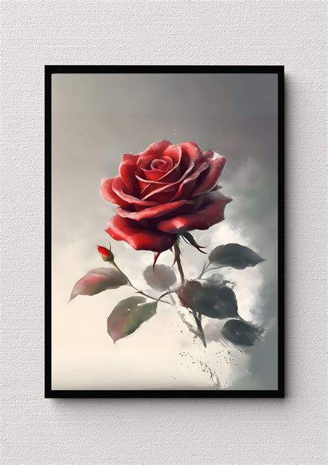 Red Rose Digital Art Print Wall Art Digital Download Home Decor