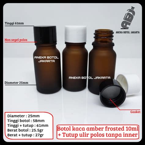 Jual Botol Kaca Amber Frosted 10ml Tutup Ulir Plain Polos Hitam