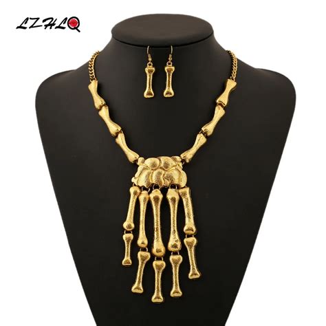 Aliexpress Buy Lzhlq Rock Street Skeleton Bone Choker Statement