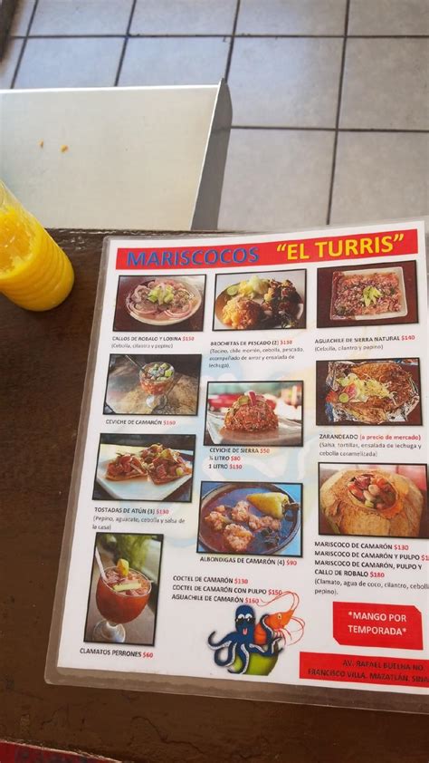 Carta Del Restaurante Mariscos El Turris Mazatl N Batalla Del Pared N