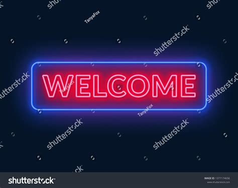 Neon Sign Welcome On On Black Stock Vector Royalty Free 1377174656 Shutterstock