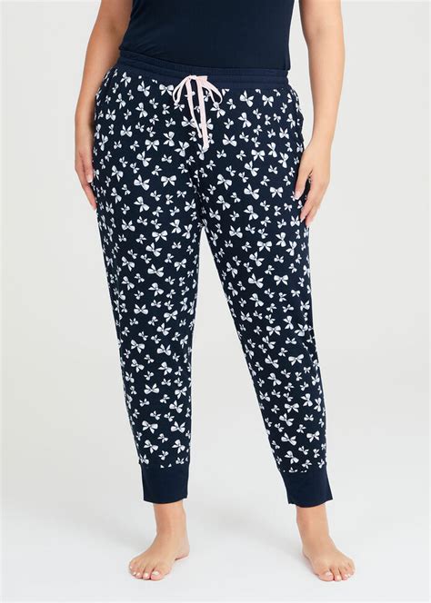 Shop Plus Size Bamboo Bows Cuffed Pyjama Pant In Multi Taking Shape Au