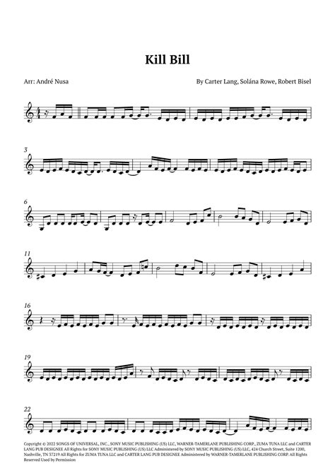 Kill Bill arr André Nusa Sheet Music SZA Violin Solo