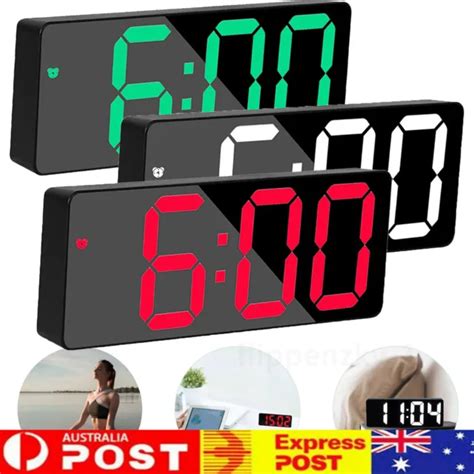 Led Digital Clock Mirror Display Snooze Alarm Temperature Time Table