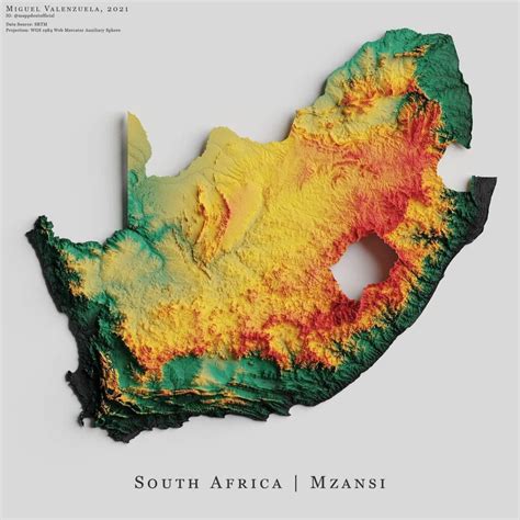 Mapa De Relieve De Sud Frica Por Miguel Valenzuela Mapas Milhaud