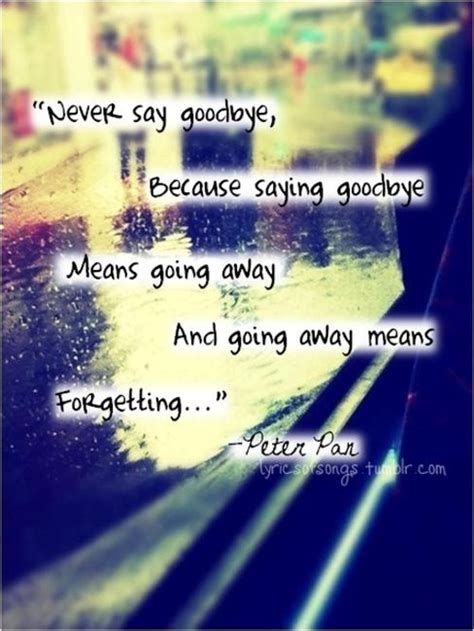 Never Say Goodbye Because Saying Goodbye Means Going Away Quotes And