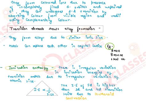 Class 12 Isc Chemistry Important Notes Chapter Dandf Block