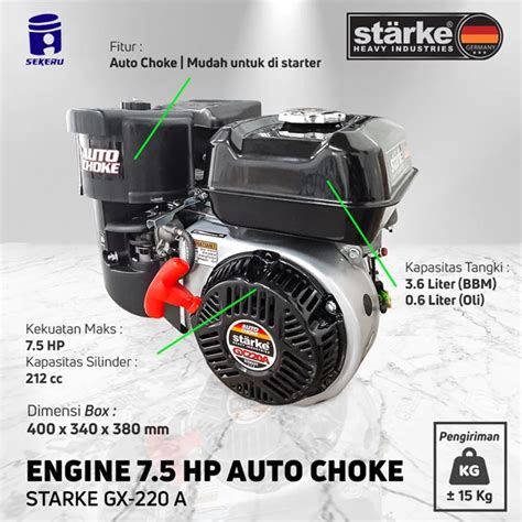 Jual Mesin Penggerak Engine Bensin Tak Hp Starke Gx Autochoke