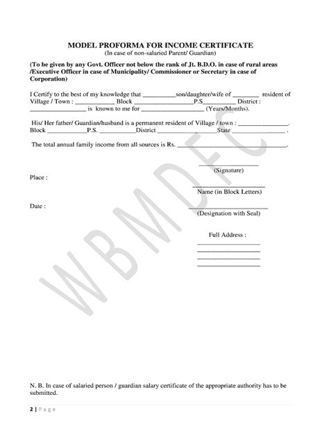 Model Proforma For Income Certificate 2023 24 Pdf Airslate Signnow