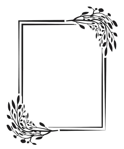 Premium Vector | A black and white square frame with a floral design ...