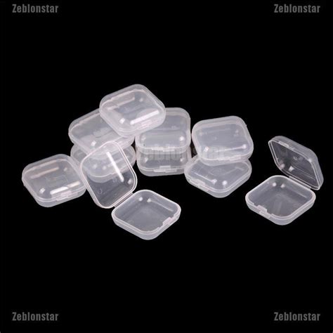 10Pcs Mini Clear Plastic Small Box Jewelry Earplugs Container Storage